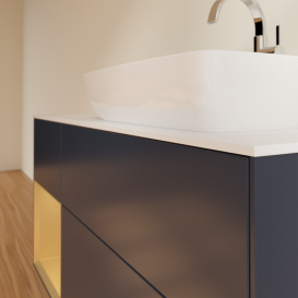 Тумба под раковину Villeroy & Boch Finion 120х50,1 см с подсветкой МДФ темно-синий матовый лак/стекло белое матовое G801HFHG