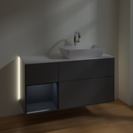 Тумба под раковину Villeroy & Boch Finion 120х50,1 см с подсветкой МДФ антрацит матовый лак/стекло белое матовое G801HGGK