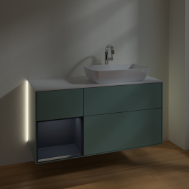 Тумба под раковину Villeroy & Boch Finion 120х50,1 см с подсветкой МДФ оливковый матовый лак/стекло белое матовоеG801HGGM