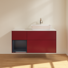 Тумба под раковину Villeroy & Boch Finion 120х50,1 см с подсветкой МДФ пион матовый лак/стекло белое матовое G801HGHB