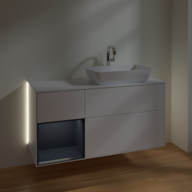 Тумба под раковину Villeroy & Boch Finion 120х50,1 см с подсветкой МДФ белый матовый лак/стекло белое матовое G801HGMT