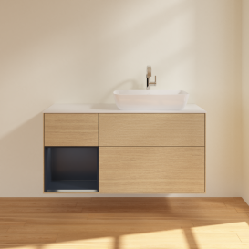 Тумба под раковину Villeroy & Boch Finion 120х50,1 см с подсветкой МДФ шпон дуба/стекло белое матовое G801HGPC