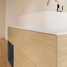 Тумба под раковину Villeroy & Boch Finion 120х50,1 см с подсветкой МДФ шпон дуба/стекло белое матовое G801HGPC