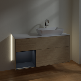 Тумба под раковину Villeroy & Boch Finion 120х50,1 см с подсветкой МДФ шпон дуба/стекло белое матовое G801HGPC