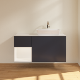 Тумба под раковину Villeroy & Boch Finion 120х50,1 см с подсветкой МДФ темно-синий матовый лак/стекло белое матовое G801MTHG