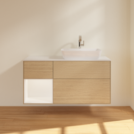 Тумба под раковину Villeroy & Boch Finion 120х50,1 см с подсветкой МДФ шпон дуба/стекло белое матовое G801MTPC