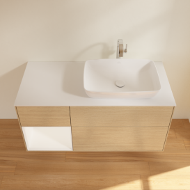 Тумба под раковину Villeroy & Boch Finion 120х50,1 см с подсветкой МДФ шпон дуба/стекло белое матовое G801MTPC