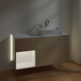 Тумба под раковину Villeroy & Boch Finion 120х50,1 см с подсветкой МДФ шпон дуба/стекло белое матовое G801MTPC