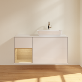 Тумба под раковину Villeroy & Boch Finion 120х50,1 см с подсветкой МДФ глянцевый белый лак/стекло белое матовое G801PCGF