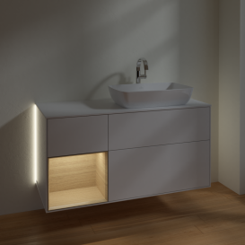 Тумба под раковину Villeroy & Boch Finion 120х50,1 см с подсветкой МДФ глянцевый белый лак/стекло белое матовое G801PCGF