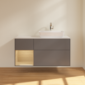 Тумба под раковину Villeroy & Boch Finion 120х50,1 см с подсветкой МДФ антрацит матовый лак/стекло белое матовое G801PCGK