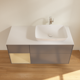 Тумба под раковину Villeroy & Boch Finion 120х50,1 см с подсветкой МДФ антрацит матовый лак/стекло белое матовое G801PCGK