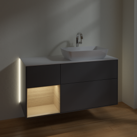 Тумба под раковину Villeroy & Boch Finion 120х50,1 см с подсветкой МДФ антрацит матовый лак/стекло белое матовое G801PCGK