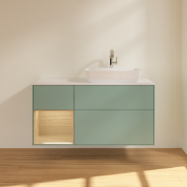 Тумба под раковину Villeroy & Boch Finion 120х50,1 см с подсветкой МДФ оливковый матовый лак/стекло белое матовое G801PCGM