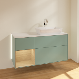 Тумба под раковину Villeroy & Boch Finion 120х50,1 см с подсветкой МДФ оливковый матовый лак/стекло белое матовое G801PCGM