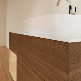 Тумба под раковину Villeroy & Boch Finion 120х50,1 см с подсветкой МДФ шпон грецкого ореха/стекло белое матовое G801PCGN