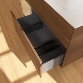 Тумба под раковину Villeroy & Boch Finion 120х50,1 см с подсветкой МДФ шпон грецкого ореха/стекло белое матовое G801PCGN