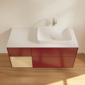 Тумба под раковину Villeroy & Boch Finion 120х50,1 см с подсветкой МДФ пион матовый лак/стекло белое матовое G801PCHB