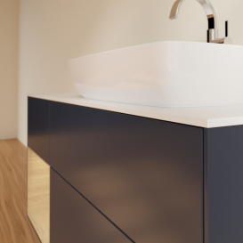 Тумба под раковину Villeroy & Boch Finion 120х50,1 см с подсветкой МДФ темно-синий матовый лак/стекло белое матовое G801PCHG