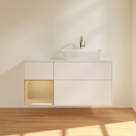 Тумба под раковину Villeroy & Boch Finion 120х50,1 см с подсветкой МДФ белый матовый лак/стекло белое матовое G801PCMT