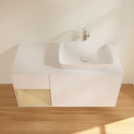 Тумба под раковину Villeroy & Boch Finion 120х50,1 см с подсветкой МДФ белый матовый лак/стекло белое матовое G801PCMT