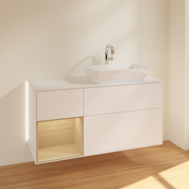 Тумба под раковину Villeroy & Boch Finion 120х50,1 см с подсветкой МДФ белый матовый лак/стекло белое матовое G801PCMT