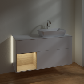 Тумба под раковину Villeroy & Boch Finion 120х50,1 см с подсветкой МДФ белый матовый лак/стекло белое матовое G801PCMT