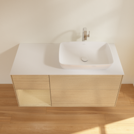 Тумба под раковину Villeroy & Boch Finion 120х50,1 см с подсветкой МДФ шпон дуба/стекло белое матовое G801PCPC