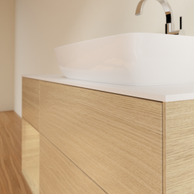 Тумба под раковину Villeroy & Boch Finion 120х50,1 см с подсветкой МДФ шпон дуба/стекло белое матовое G801PCPC