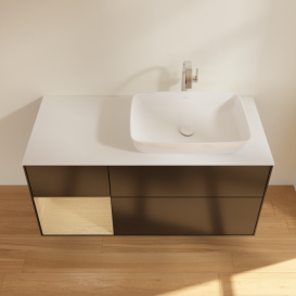 Тумба под раковину Villeroy & Boch Finion 120х50,1 см с подсветкой МДФ черный матовый лак/стекло белое матовое G801PCPD