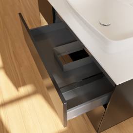 Тумба под раковину Villeroy & Boch Finion 120х50,1 см с подсветкой МДФ черный матовый лак/стекло белое матовое G801PCPD