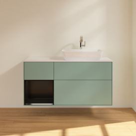 Тумба под раковину Villeroy & Boch Finion 120х50,1 см с подсветкой МДФ оливковый матовый лак/стекло белое матовое G801PDGM