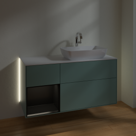 Тумба под раковину Villeroy & Boch Finion 120х50,1 см с подсветкой МДФ оливковый матовый лак/стекло белое матовое G801PDGM