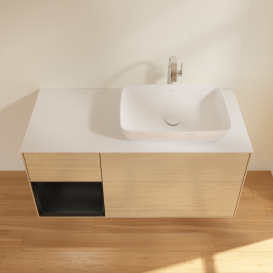 Тумба под раковину Villeroy & Boch Finion 120х50,1 см с подсветкой МДФ шпон дуба/стекло белое матовое G801PDPC