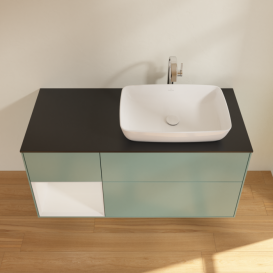 Тумба под раковину Villeroy & Boch Finion 120х50,1 см с подсветкой МДФ оливковый матовый лак/стекло черное матовое G802GFGM