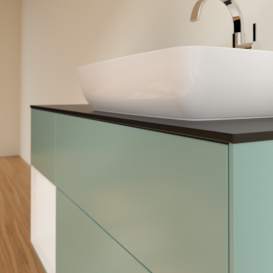 Тумба под раковину Villeroy & Boch Finion 120х50,1 см с подсветкой МДФ оливковый матовый лак/стекло черное матовое G802GFGM