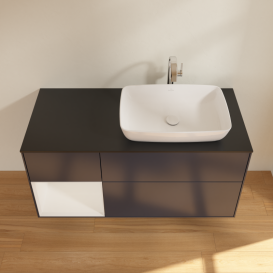 Тумба под раковину Villeroy & Boch Finion 120х50,1 см с подсветкой МДФ темно-синий матовый лак/стекло черное матовое G802GFHG