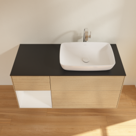 Тумба под раковину Villeroy & Boch Finion 120х50,1 см с подсветкой МДФ шпон дуба/стекло черное матовое G802GFPC