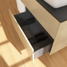 Тумба под раковину Villeroy & Boch Finion 120х50,1 см с подсветкой МДФ шпон дуба/стекло черное матовое G802GFPC