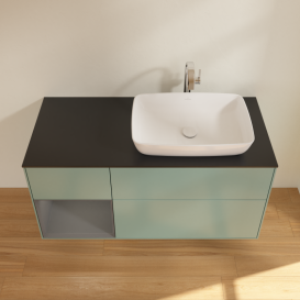 Тумба под раковину Villeroy & Boch Finion 120х50,1 см с подсветкой МДФ оливковый матовый лак/стекло черное матовое G802GKGM