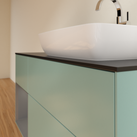 Тумба под раковину Villeroy & Boch Finion 120х50,1 см с подсветкой МДФ оливковый матовый лак/стекло черное матовое G802GKGM