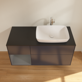 Тумба под раковину Villeroy & Boch Finion 120х50,1 см с подсветкой МДФ темно-синий матовый лак/стекло черное матовое G802GKHG