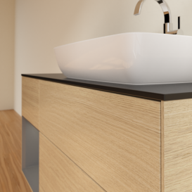 Тумба под раковину Villeroy & Boch Finion 120х50,1 см с подсветкой МДФ шпон дуба/стекло черное матовое G802GKPC