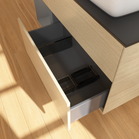 Тумба под раковину Villeroy & Boch Finion 120х50,1 см с подсветкой МДФ шпон дуба/стекло черное матовое G802GKPC