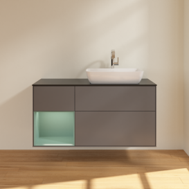 Тумба под раковину Villeroy & Boch Finion 120х50,1 см с подсветкой МДФ антрацит матовый лак/стекло черное матовое G802GMGK