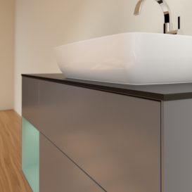 Тумба под раковину Villeroy & Boch Finion 120х50,1 см с подсветкой МДФ антрацит матовый лак/стекло черное матовое G802GMGK