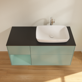 Тумба под раковину Villeroy & Boch Finion 120х50,1 см с подсветкой МДФ оливковый матовый лак/стекло черное матовое G802GMGM