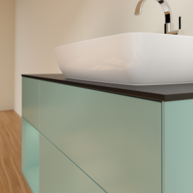 Тумба под раковину Villeroy & Boch Finion 120х50,1 см с подсветкой МДФ оливковый матовый лак/стекло черное матовое G802GMGM