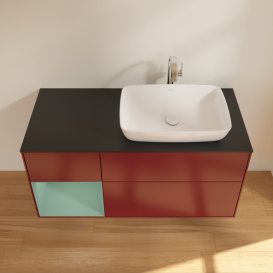 Тумба под раковину Villeroy & Boch Finion 120х50,1 см с подсветкой МДФ пион матовый лак/стекло черное матовое G802GMHB