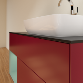 Тумба под раковину Villeroy & Boch Finion 120х50,1 см с подсветкой МДФ пион матовый лак/стекло черное матовое G802GMHB